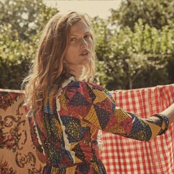 NWT DOEN Nicolette Countryside Patchwork Cotton Praire Maxi Dress sz M - Picture 7 of 15